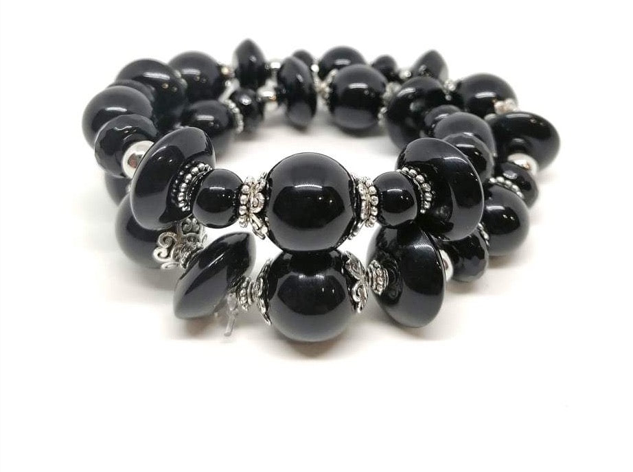 DOUBLE BRACELET BLACK SYLVER